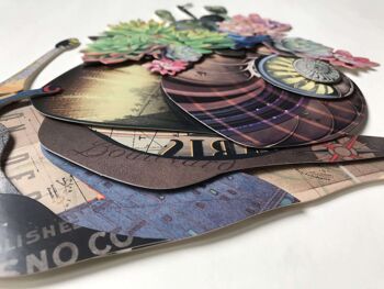 ADM - Tableau collage 3D 'Escargot avec fleurs' - Multicolore2 - 40 x 40 x 3 cm 10