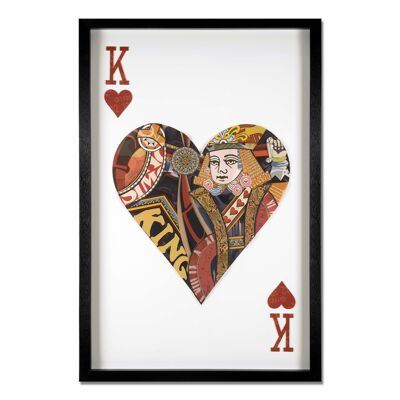 ADM - Tableau collage 3D 'Roi de coeur' - Multicolore - 90 x 60 x 4 cm