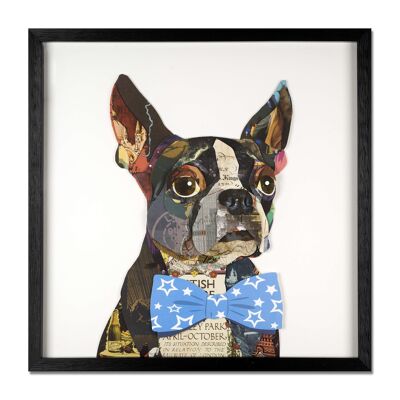 ADM - Cuadro collage 3D 'Boston Terrier' - Multicolor - 50 x 50 x 3 cm