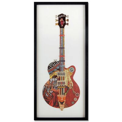ADM - 3D collage painting 'Electric guitar' - Multicolored color - 90 x 40 x 3 cm