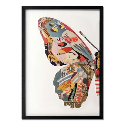 ADM - Cuadro collage 3D 'Half Butterfly' - Multicolor3 - 70 x 50 x 3 cm
