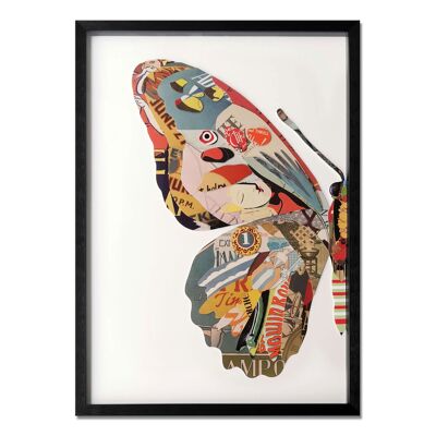 ADM - Peinture collage 3D 'Demi Papillon' - Multicolore - 70 x 50 x 3 cm