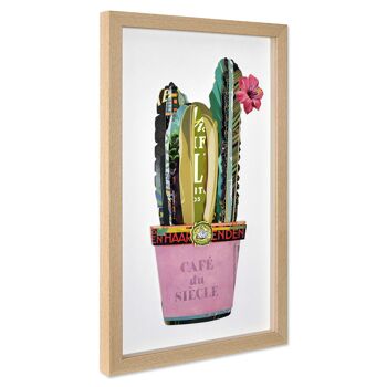 ADM - Tableau collage 3D 'Cactus dans un vase' - Multicolore - 50 x 30 x 3 cm 2