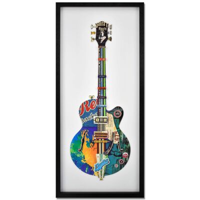 ADM - Tableau collage 3D 'Guitare électrique' - Couleur multicolore - 90 x 40 x 3 cm