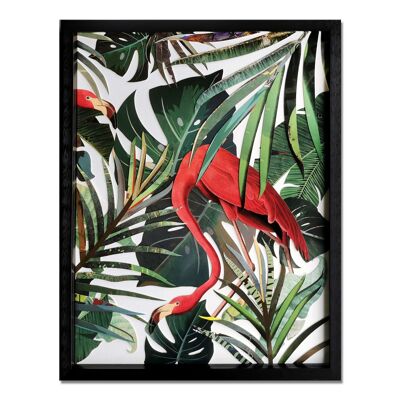 ADM - Cuadro collage 3D 'Flamingo' - Multicolor - 82 x 64 x 4 cm