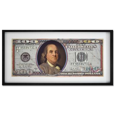 ADM - Photo collage 3D 'Billet de cent dollars' - Multicolore - 50 x 100 x 3 cm
