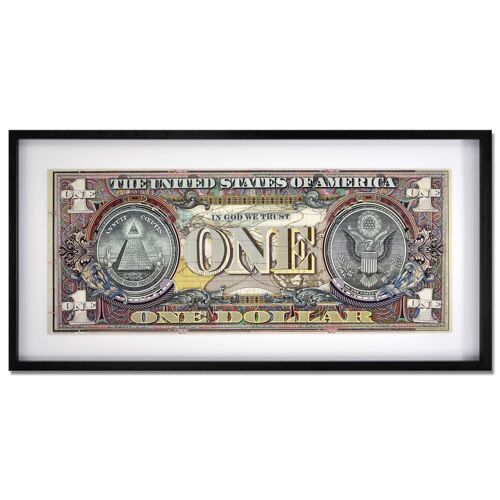ADM - Quadro collage 3D 'Banconota un dollaro' - Colore Multicolore - 50 x 100 x 3 cm