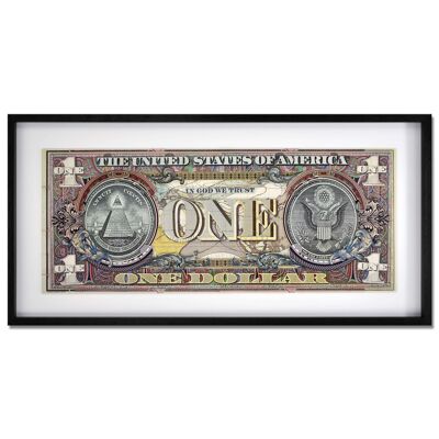 ADM - 3D collage painting 'One dollar banknote' - Multicolored - 50 x 100 x 3 cm