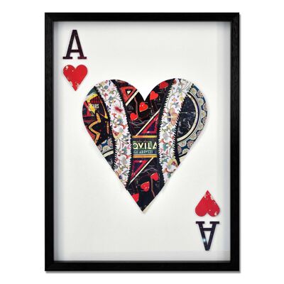 ADM - Tableau collage 3D 'Ace of Hearts' - Multicolore - 60 x 45 x 3 cm