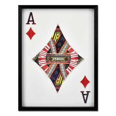 ADM - Cuadro collage 3D 'Ace of Diamonds' - Multicolor - 60 x 45 x 3 cm