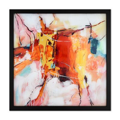 ADM - Peinture 'abstraite' sur plexiglas - Couleur rose - 64 x 64 x 4 cm