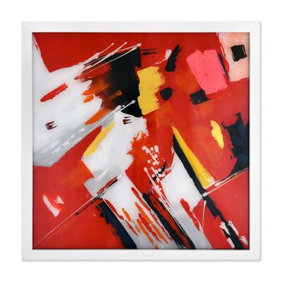 ADM - 'Abstraktes' Gemälde auf Plexiglas - Rote Farbe - 64 x 64 x 4 cm