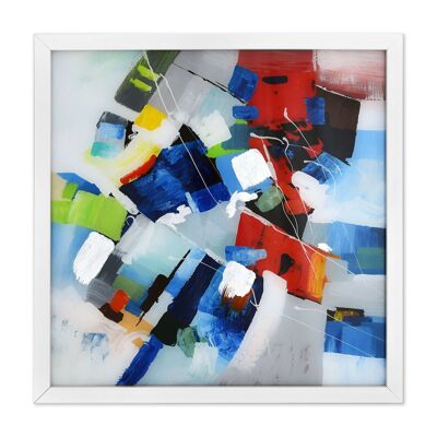 ADM - Peinture 'abstraite' sur plexiglas - Couleur bleue - 64 x 64 x 4 cm