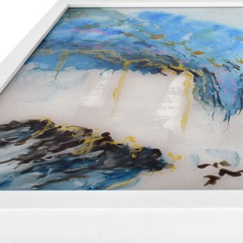 ADM - Peinture 'Abstraite' sur plexiglas - Bleu2 couleur - 64 x 64 x 4 cm 7