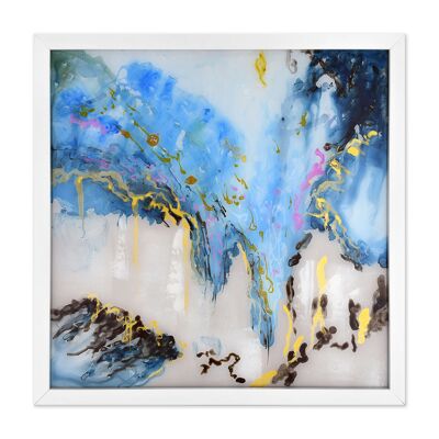 ADM - Peinture 'Abstraite' sur plexiglas - Bleu2 couleur - 64 x 64 x 4 cm