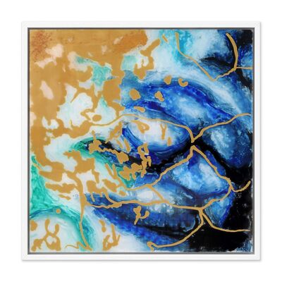 ADM – „Abstraktes“ Gemälde auf Plexiglas – Farbe Blau3 – 64 x 64 x 4 cm