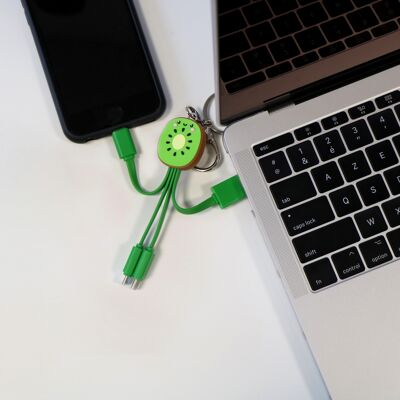 Universelles 3-in-1-Ladekabel – iPhone Lightning / USB Typ-C / Micro-USB – Kiwi
