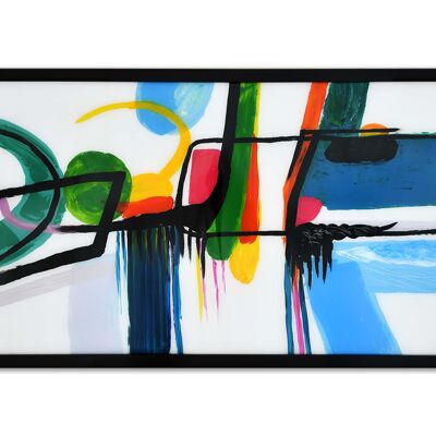 ADM - Peinture 'abstraite' sur plexiglas - Couleur multicolore - 64 x 124 x 4 cm