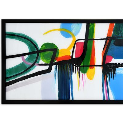 ADM - Peinture 'abstraite' sur plexiglas - Couleur multicolore - 64 x 124 x 4 cm