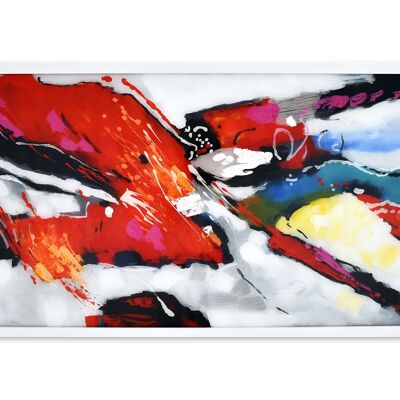 ADM - 'Abstract' painting on plexiglass - Red color - 64 x 124 x 4 cm