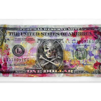 ADM - Tableau 'Dollar Pirate Multicolore' - Multicolore - 44 x 98 x 5 cm