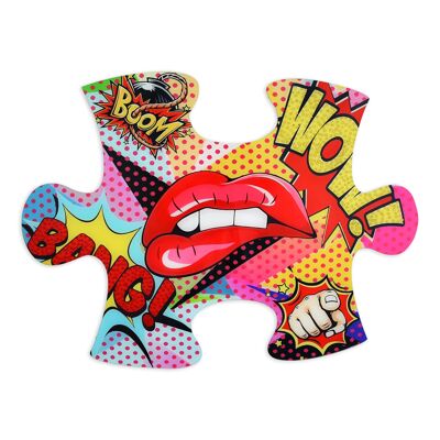ADM - Tableau 'Bouche Pop Art' - Multicolore - 60 x 80 x 1,5 cm