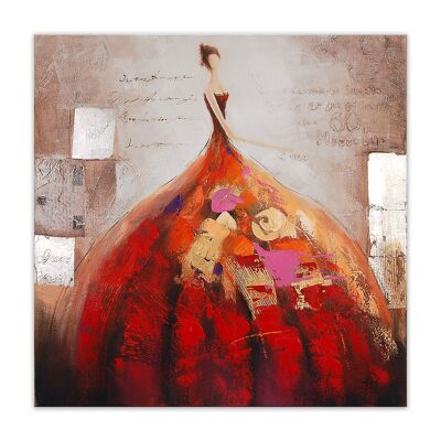ADM - Dipinto 'Donna' - Colore Rosso2 - 100 x 100 x 3,5 cm