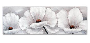 ADM - Tableau 'Fleurs blanches' - Couleur grise - 50 x 150 x 3,5 cm 4