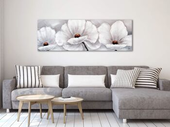 ADM - Tableau 'Fleurs blanches' - Couleur grise - 50 x 150 x 3,5 cm 3
