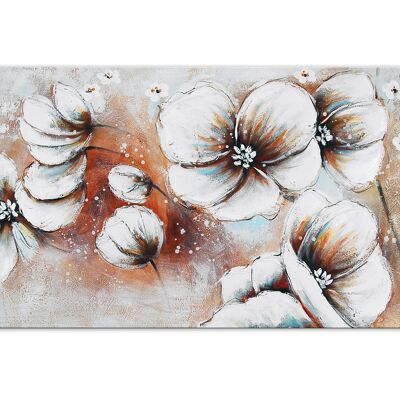 ADM - Gemälde "Weiße Blumen" - Mehrfarbig - 75 x 150 x 3,5 cm