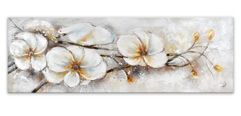 ADM - Tableau 'Fleurs Blanches' - Couleur orange - 50 x 150 x 3,5 cm 4