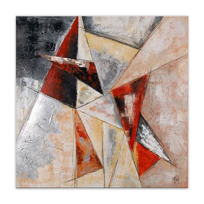 ADM - 'Triangles' painting - Multicolored color - 100 x 100 x 3,5 cm