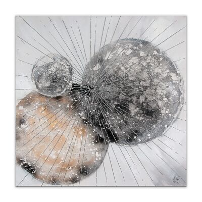 ADM - 'Abstract Spheres' painting - Gray color - 100 x 100 x 3,5 cm