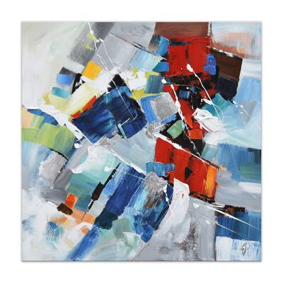 ADM - Tableau 'Abstrait' - Couleur Bleu - 100 x 100 x 3,5 cm
