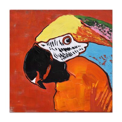 ADM - Gemälde „Papagei“ – Farbe Orange – 80 x 80 x 3,5 cm