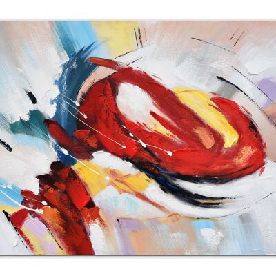 ADM – Gemälde „Abstrakter roter Wirbel“ – Mehrfarbig – 80 x 120 x 3,5 cm