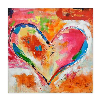 ADM - 'Multicolored heart' painting - Multicolored color - 80 x 80 x 3,5 cm