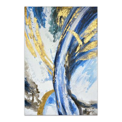 ADM - Tableau 'Flows blue gold' - Couleur bleue - 120 x 80 x 3,5 cm