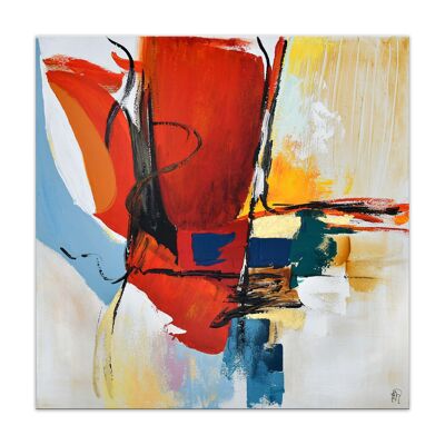 ADM – Gemälde „Abstrakter roter Trend“ – Farbe Rot – 100 x 100 x 3,5 cm