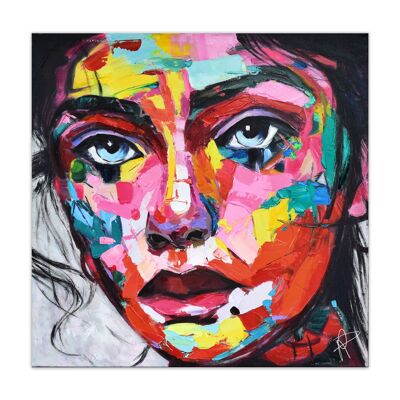 ADM - 'Face of a girl' painting - Multicolored color - 80 x 80 x 3,5 cm