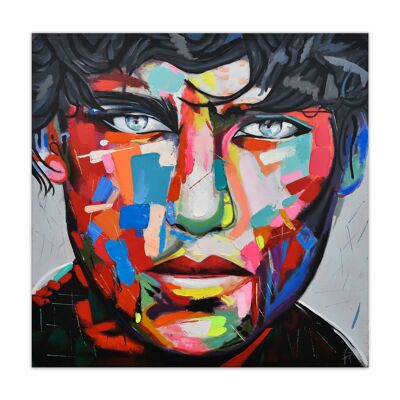 ADM - 'Face of a boy' painting - Multicolored color - 80 x 80 x 3,5 cm