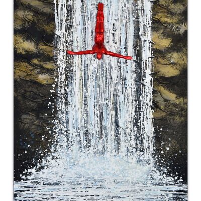 ADM - Painting 'Dive into the waterfall' - Gray color - 120 x 80 x 13 cm