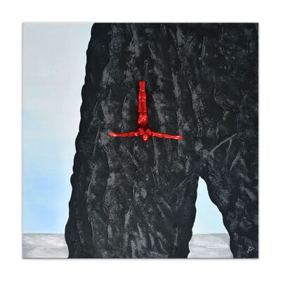 ADM - Quadro scultura 'Tuffo dalla roccia' - Colore Azzurro - 100 x 100 x 13 cm