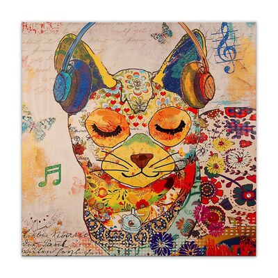 ADM - 'Pop Art Cat' Print - Multicolored - 80 x 80 x 3.5 cm