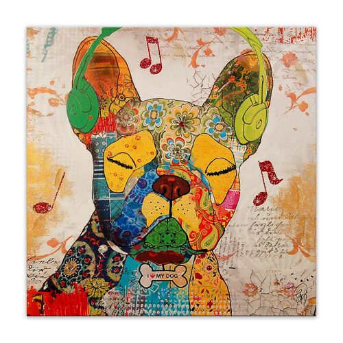 ADM - Stampa 'Bouledogue Francese Pop Art' - Colore Multicolore - 80 x 80 x 3,5 cm