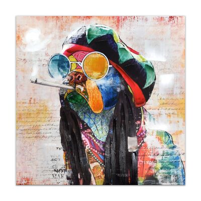ADM – Druck „Französische Bulldogge Rasta Pop Art“ – Mehrfarbig – 80 x 80 x 3,5 cm