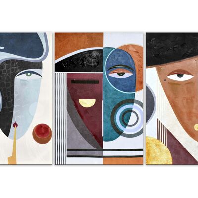 ADM - Print 'Abstract faces composition' - Multicolor color - 90 x 180 x 3,5 cm