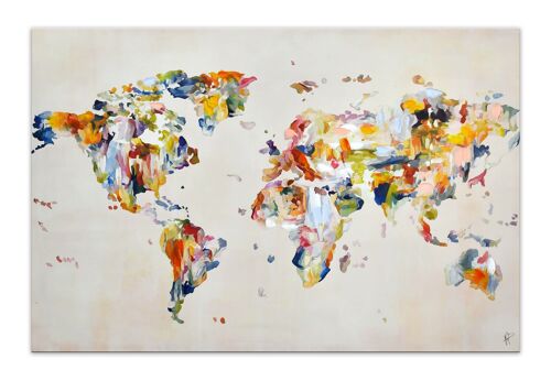ADM - Stampa 'Mappa terrestre vintage' - Colore Beige - 80 x 120 x 3,5 cm