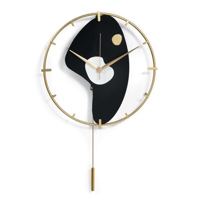 ADM - Reloj de pared 'Black Spot' - Color dorado - 67 x 42 x 5 cm