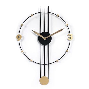 ADM - Horloge murale 'Cercle et lignes' - Couleur noire - 68 x 49 x 3 cm 5